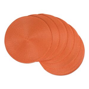 dii classic woven tabletop collection, indoor/outdoor placemat set, round, 15" diameter, orange, 6 piece
