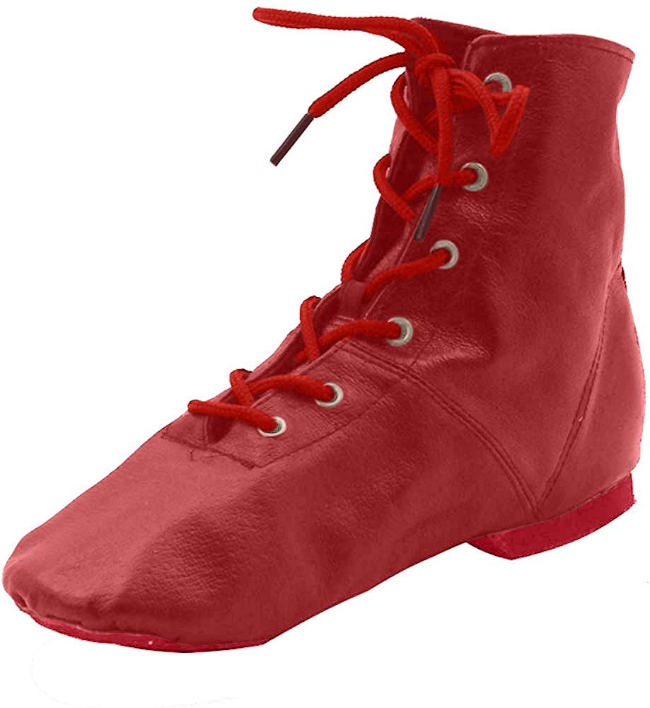 MSMAX Women Jazz Dance Sneakers Lace up Gymnastic Ankle Boots for Men Red 7.5 M US Women