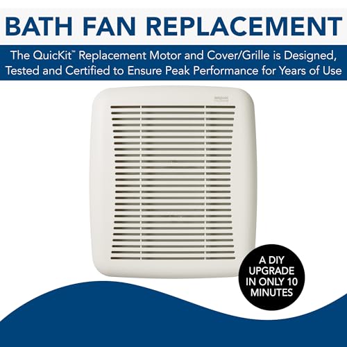 Broan-NuTone BKR60 QuickKit Ultra-Quiet Bath Fan Replacement Motor and Cover/Grille, 60 CFM, 20% more power, White