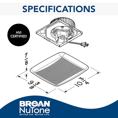 Broan-NuTone BKR60 QuickKit Ultra-Quiet Bath Fan Replacement Motor and Cover/Grille, 60 CFM, 20% more power, White