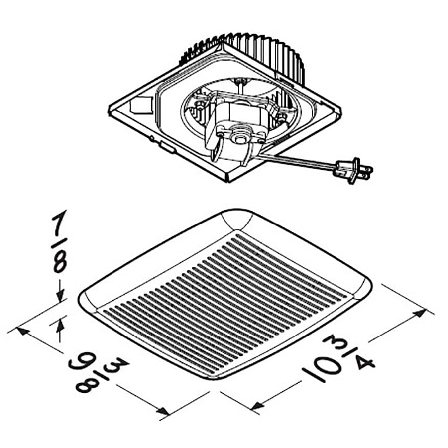 Broan-NuTone BKR60 QuickKit Ultra-Quiet Bath Fan Replacement Motor and Cover/Grille, 60 CFM, 20% more power, White