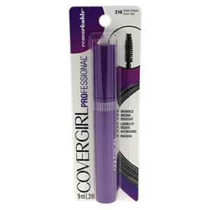 covergirl professional & remarkable mascara black brown, long lasting, 0.3 fl oz, smudge-proof mascara, voluminous mascara, lengthening mascara, resists swipes and smears, darkens and defines all day