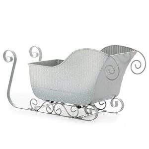 The Lucky Clover Trading Glitter Sleigh Basket - Large 10in Container, Silver