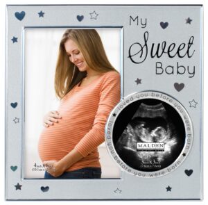 malden international designs 5408-20 my sweet baby ultrasound photo picture frame, 4x6, silver