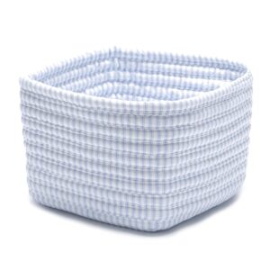 ticking shelf storage square basket, 11 by 11 by 8-inch, blue