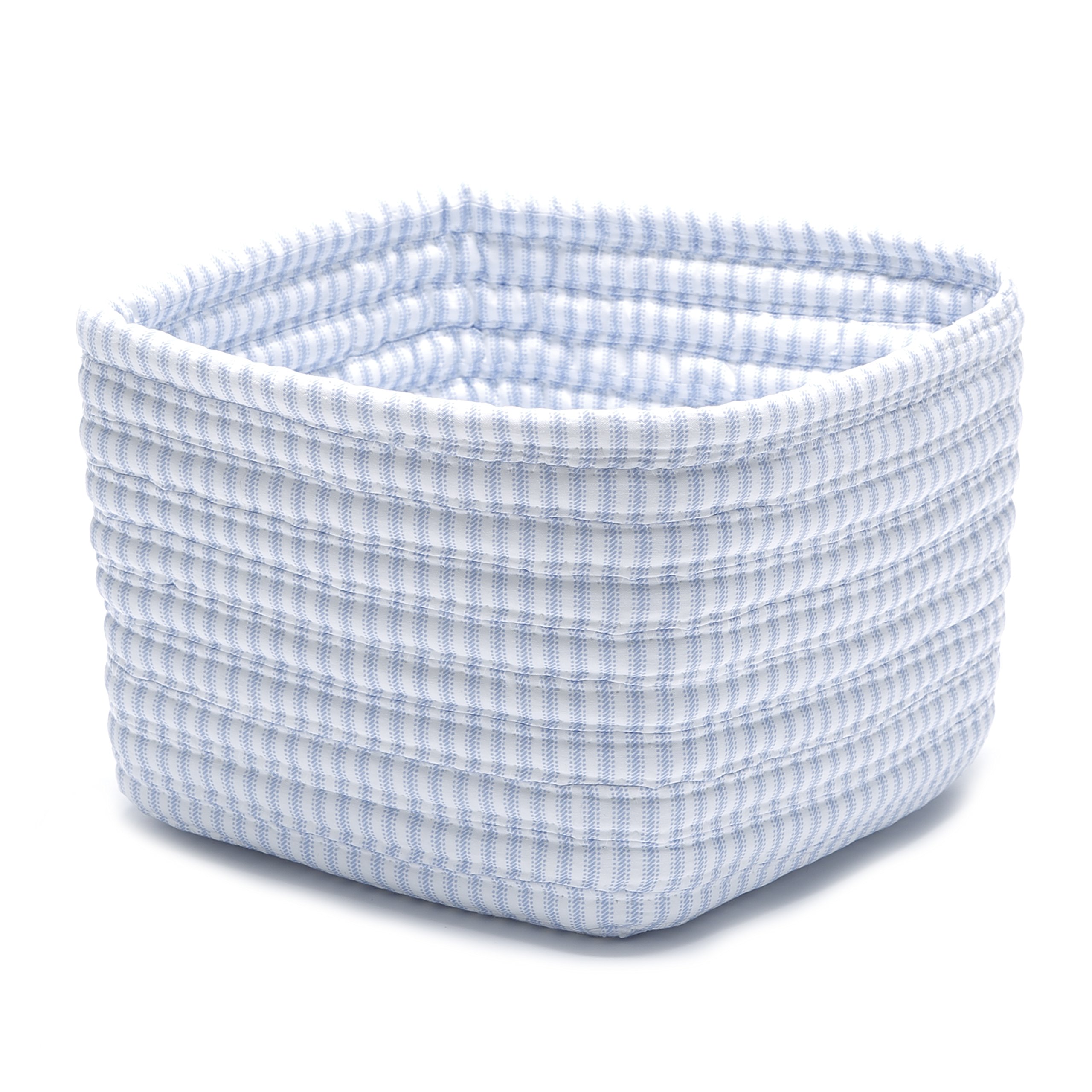 Ticking Shelf Storage Square Basket, 11 by 11 by 8-Inch, Blue