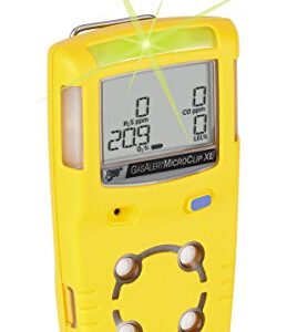 BW Technologies MCXL-XWHM-Y-NA GasAlertMicroClip XL 4 Gas Detector, CO, H2S, LEL and O2, Yellow