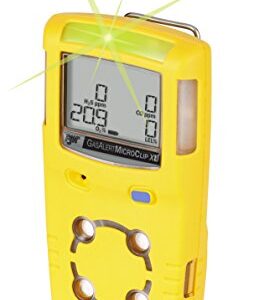 BW Technologies MCXL-XWHM-Y-NA GasAlertMicroClip XL 4 Gas Detector, CO, H2S, LEL and O2, Yellow