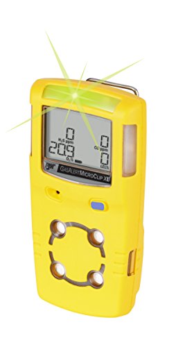 BW Technologies MCXL-XWHM-Y-NA GasAlertMicroClip XL 4 Gas Detector, CO, H2S, LEL and O2, Yellow