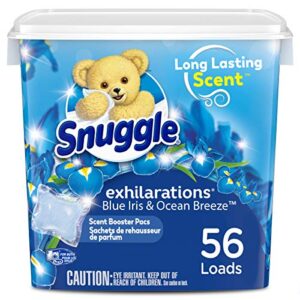 snuggle exhilarations in wash laundry scent booster pacs, blue iris & ocean breeze, 56 count