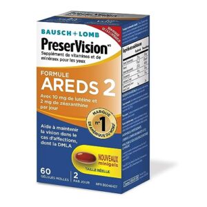 PreserVision AREDS 2 Eye Vitamin & Mineral Supplement, Contains Lutein, Vitamin C, Zeaxanthin, Zinc & Vitamin E, 60 Minigels (Packaging May Vary)