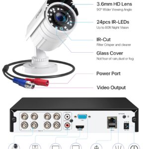 ZOSI H.265+ Full 1080p Home Security Camera System Outdoor Indoor, 5MP-Lite CCTV DVR 8 Channel with AI Human Vehicle Detection, 4 x 1080p Weatherproof Surveillance Camera, 80ft Night Vision, 1TB HDD