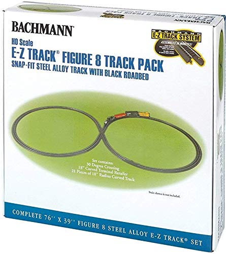 Bachmann Trains Snap-Fit E-Z TRACK E-Z TRACK FIGURE 8 TRACK PACK - STEEL ALLOY Rail With Black Roadbed - HO Scale Medium