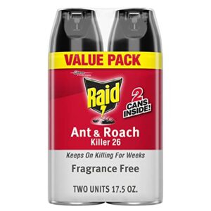 raid® ant & roach killer spray, fragrance-free, 17.5 oz, pack of 2