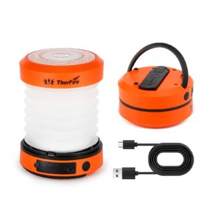 thorfire led camping lantern lights hand crank usb rechargeable lanterns collapsible mini flashlight emergency torch night light tent lamp for camping hiking tent garden patio - cl01