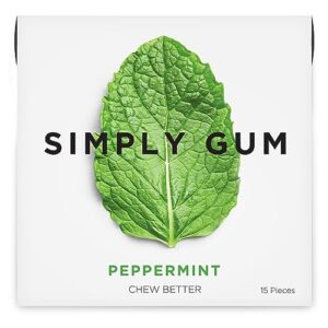 simply gum | peppermint | pack of six (90 pieces total) | plastic free + aspartame free + non gmo