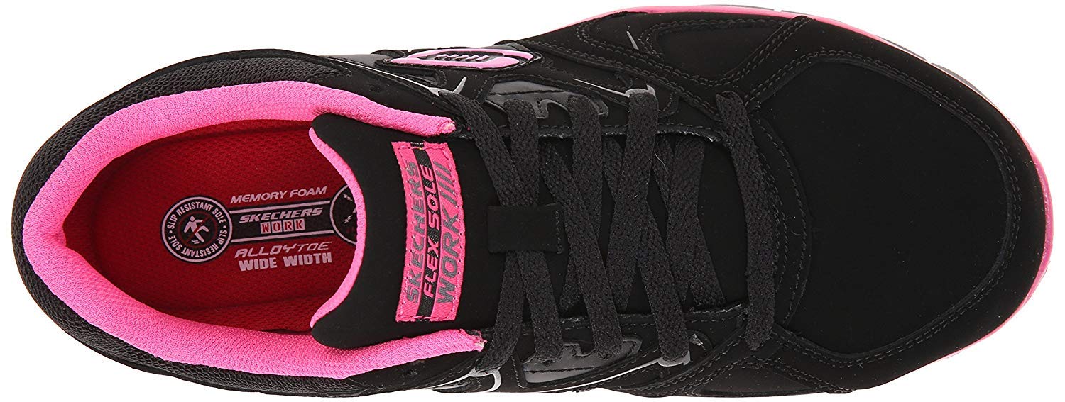 Skechers for Work Women's Synergy Sandlot Lace-Up, Black/Pink, 7.5 XW US