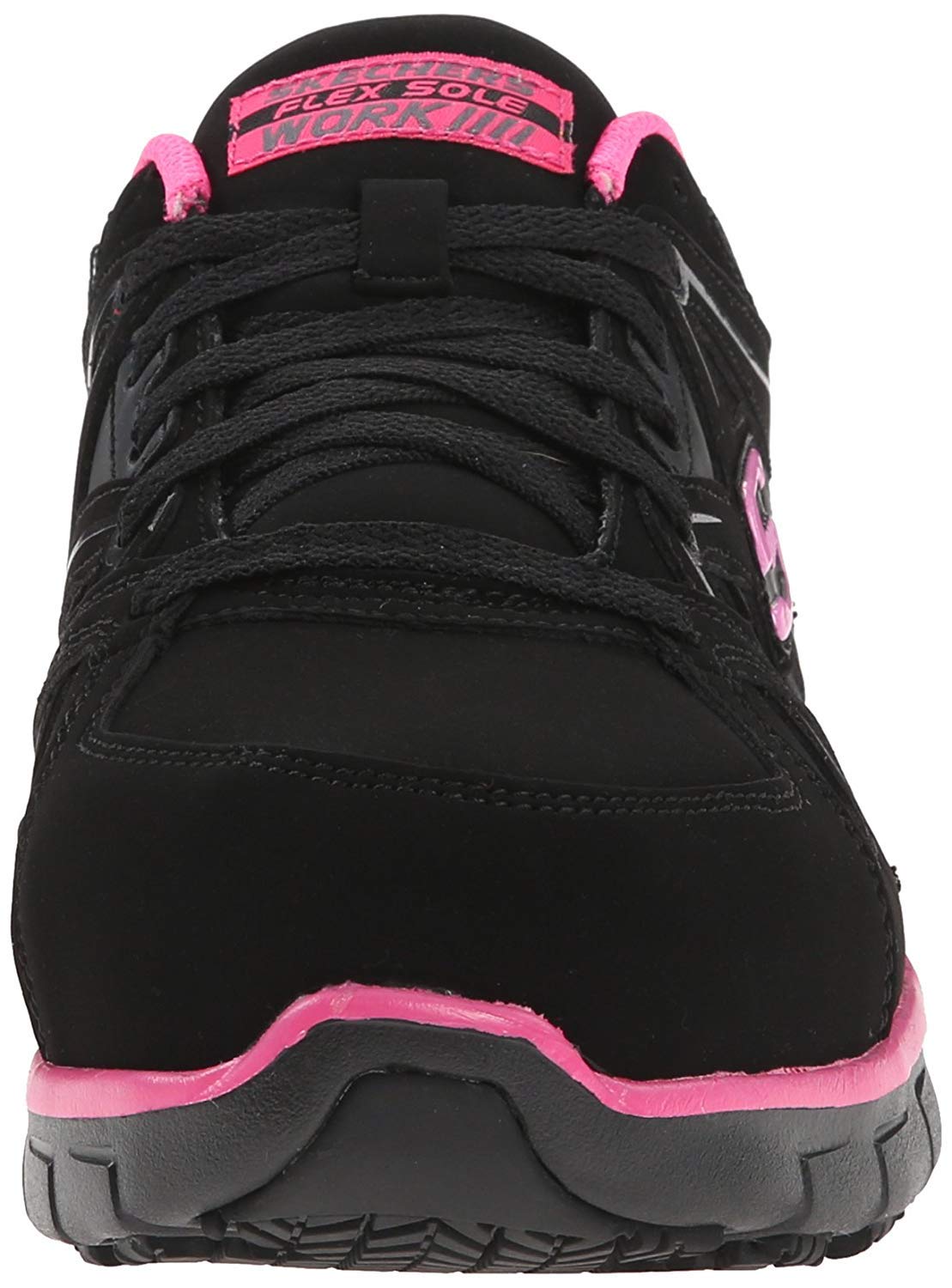 Skechers for Work Women's Synergy Sandlot Lace-Up, Black/Pink, 7.5 XW US