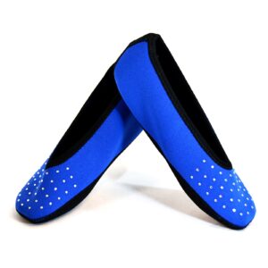 nufoot sparkle ballet flats women's shoes best foldable & flexible flats slipper socks travel slippers & exercise shoes dance shoes yoga socks house shoes indoor slippers royal blue x-large