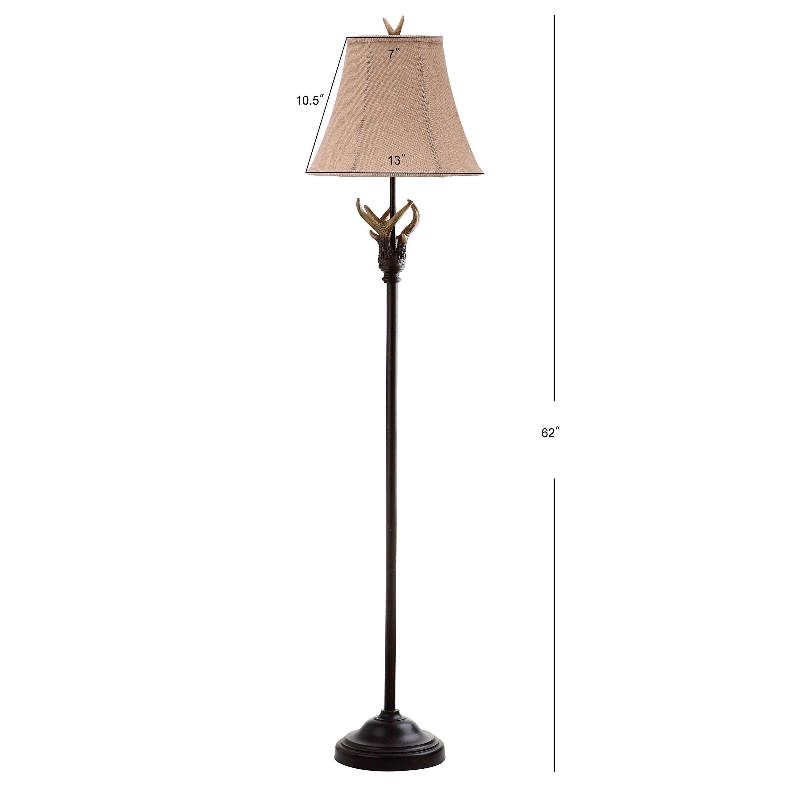 SAFAVIEH Lighting Collection Sundance Rustic Farmhouse Antler Brown 62-inch Standing Living Room Bedroom Home Office Floor Lamp (LED Bulb Included)