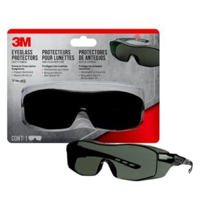 3M Safety Eyeglass Protectors with Scratch Resistant Lens, Tinted Gray Safety Glasses, Gray Lens, 1-Pair