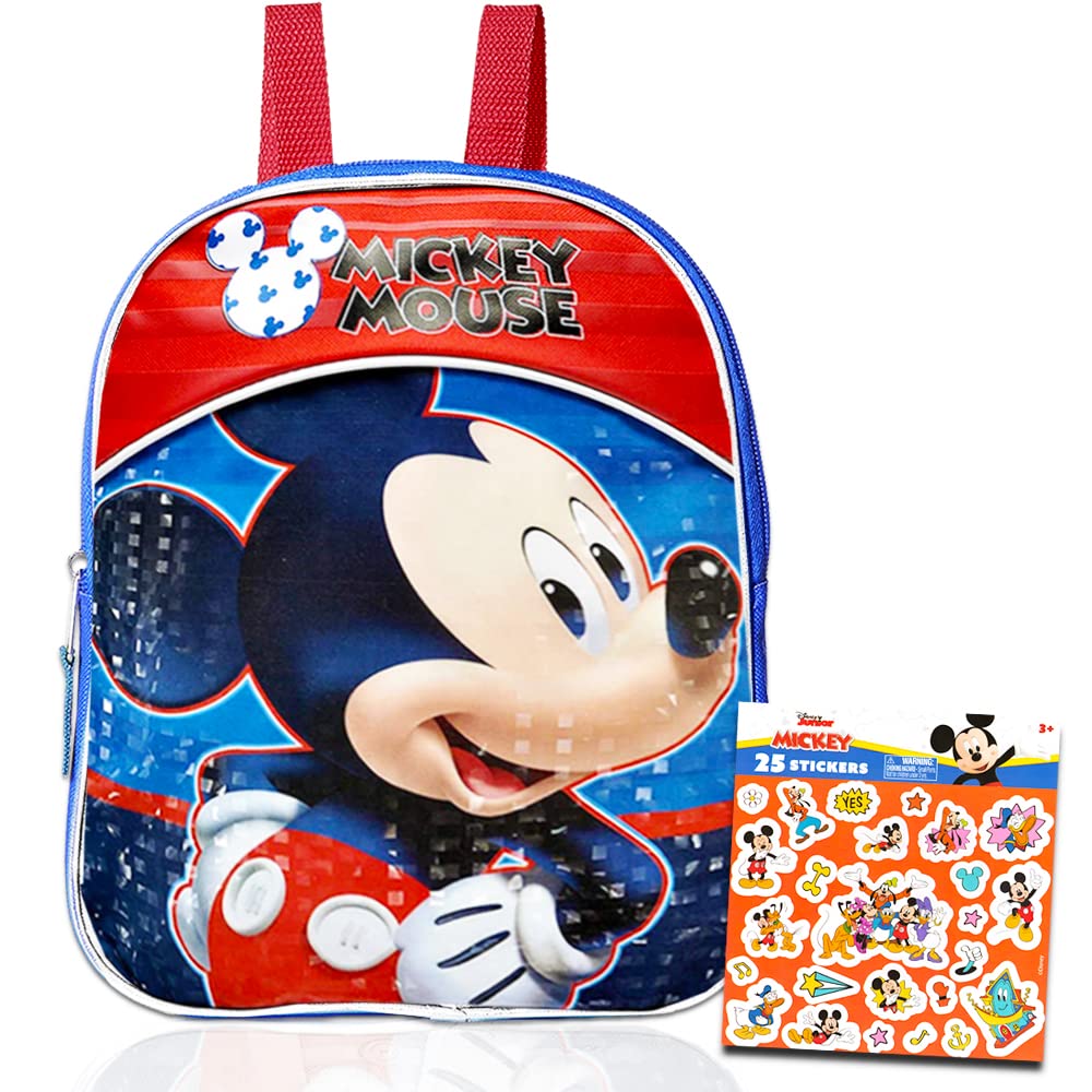 Disney Mickey Mouse Backpack Preschool Toddler - 11" Mini Mickey Mouse Backpack (Disney Preschool Supplies Bundle)