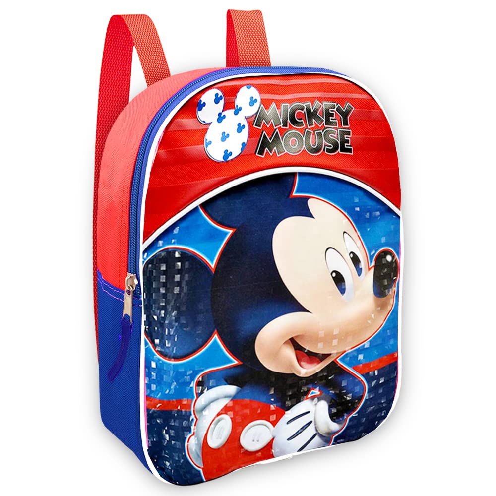 Disney Mickey Mouse Backpack Preschool Toddler - 11" Mini Mickey Mouse Backpack (Disney Preschool Supplies Bundle)