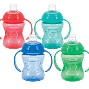 Nuby No-Spill Super Spout Grip N' Sip 4M+ - 4 Count (ASSORTED COLORS)