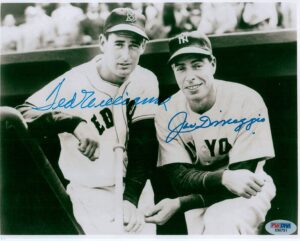kirkland ted williams & joe dimaggio 8 x 10 autograph photo on glossy photo paper