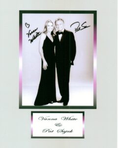 kirkland signature pat sajak & vanna white, wheel of fortune, classic tv, 8 x 10 autograph photo on glossy photo paper