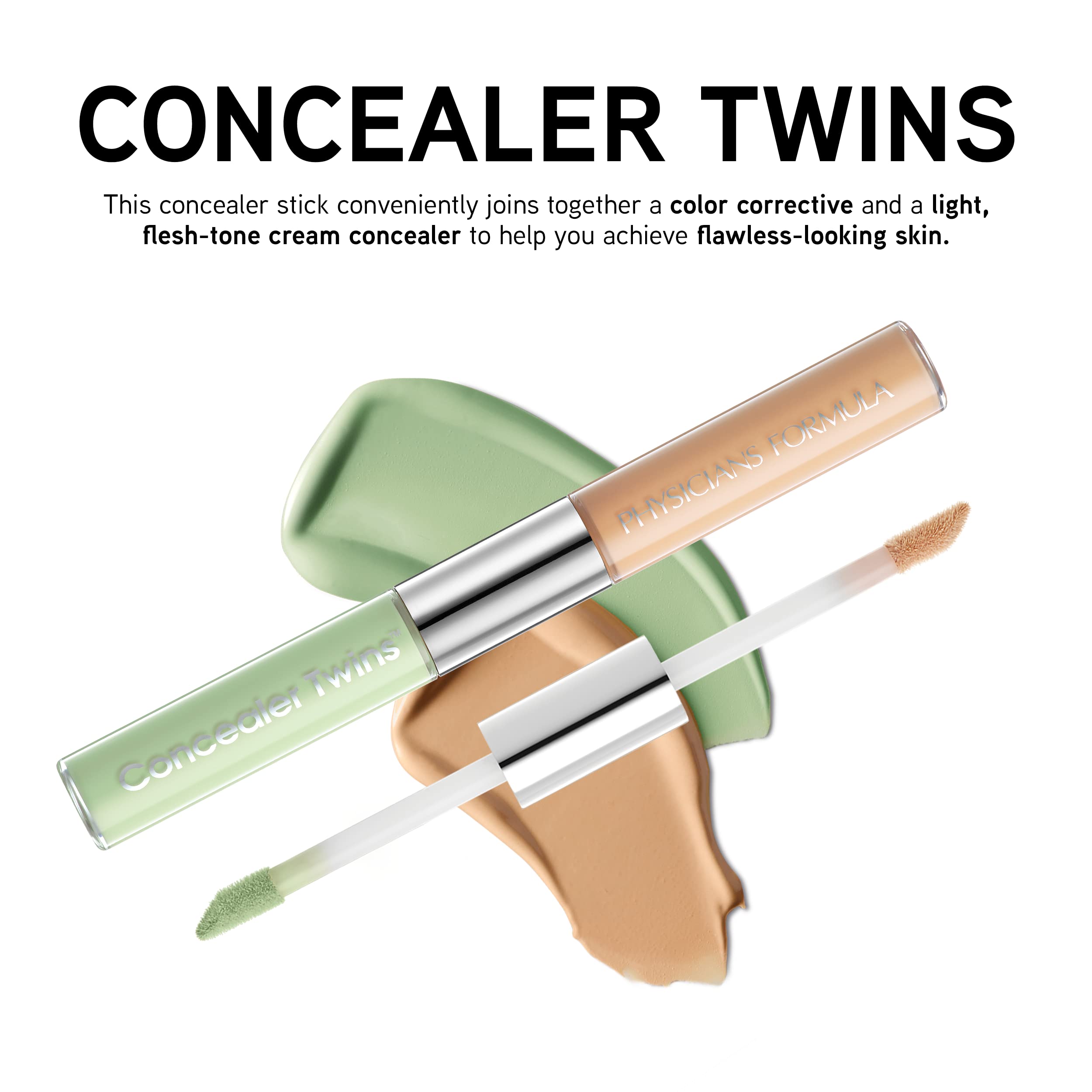 Physicians Formula Cream Dual-Ended Concealer Stick Green/Light, Neutralizing, Dark Circles, Scars, Blemishes, Eyes