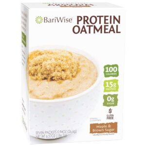 bariwise instant protein oatmeal, maple & brown sugar, no sugar, gluten free, low carb (7ct)