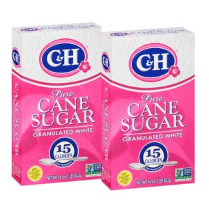 c&h pure cane granulated white sugar, 1 lb (pack of 2)