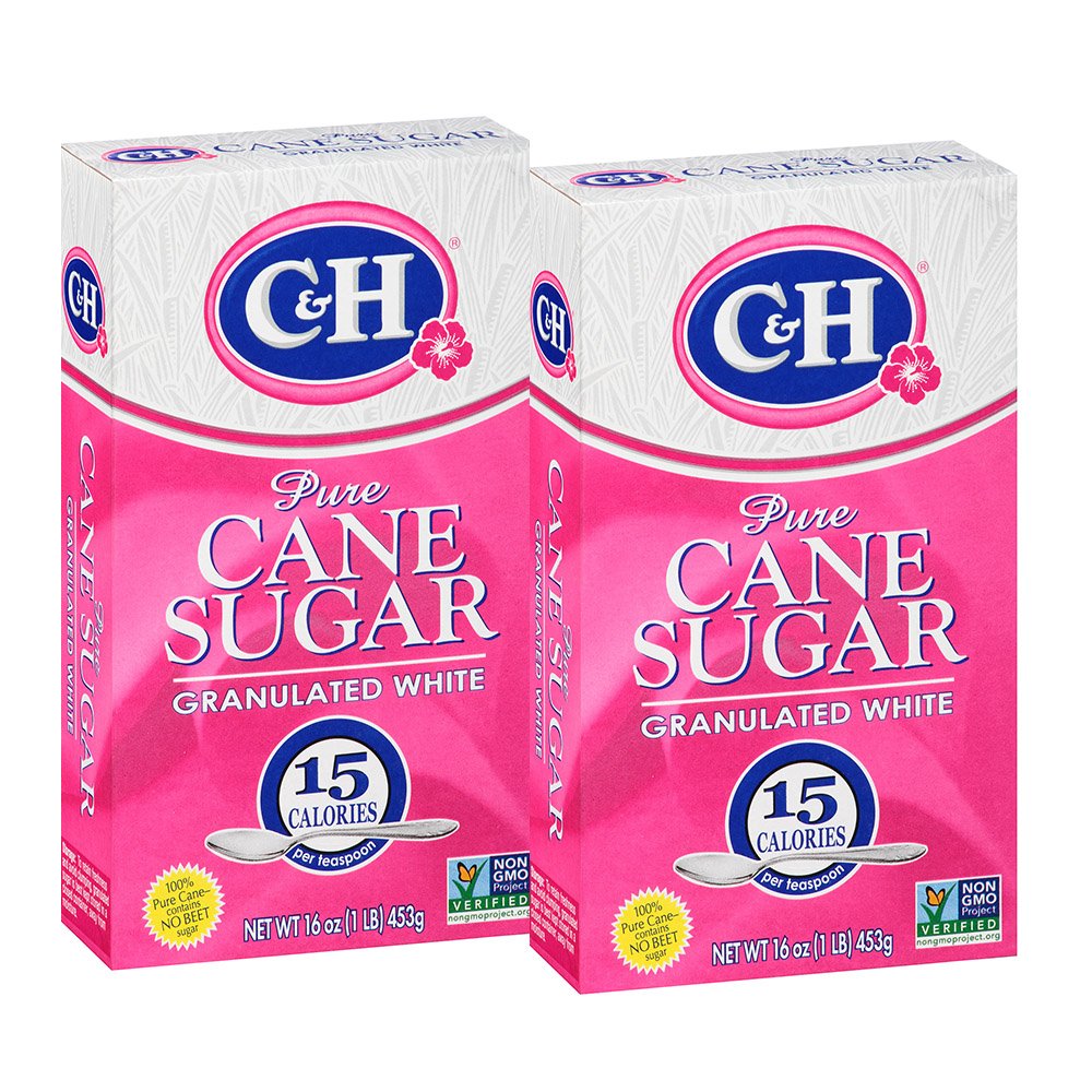 C&H Pure Cane Granulated White Sugar, 1 lb (Pack of 2)