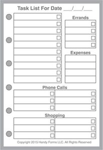 pocket size daily task planner insert, sized and punched for pocket notebook (3.25" x 4.75")