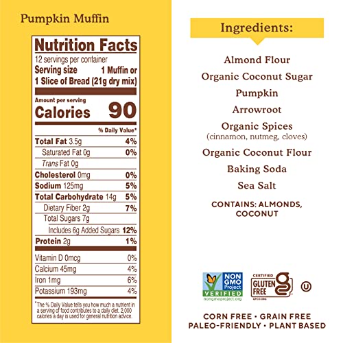 Simple Mills Almond Flour Baking Mix, Pumpkin Muffin & Bread Mix - Gluten Free, Plant Based, Paleo Friendly, 9 Ounce (Pack of 1)
