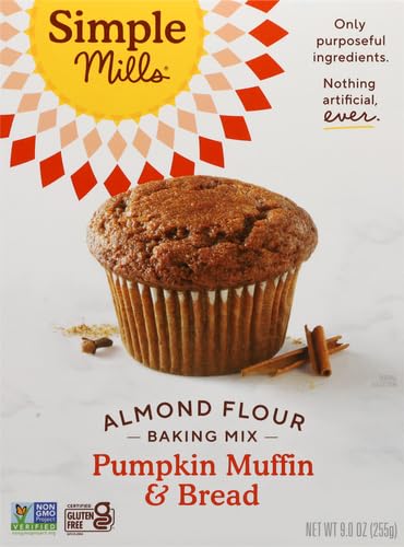 Simple Mills Almond Flour Baking Mix, Pumpkin Muffin & Bread Mix - Gluten Free, Plant Based, Paleo Friendly, 9 Ounce (Pack of 1)