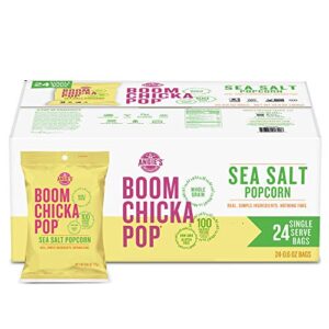 angie's boomchickapop sea salt popcorn, 0.6 oz. (pack of 24)