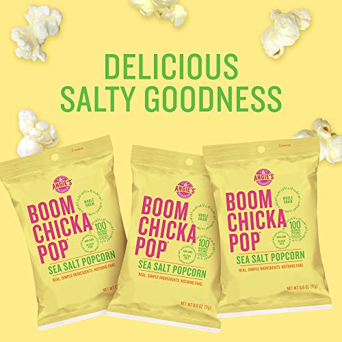 Angie's BOOMCHICKAPOP Sea Salt Popcorn, 0.6 oz. (Pack of 24)