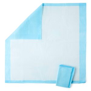Medline Disposable Protection Plus Standard Weight Underpad, Fluff/Tissue Fill, Polypropylene Backing, White/Blue, 30 x 30 Inches, Case of 150