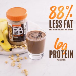 PBfit All-Natural Chocolate Peanut Butter Powder, Extra Chocolatey Powdered Peanut Spread from Real Roasted Pressed Peanuts and Cocoa, 6g of Protein 7% DV (15 ounces)