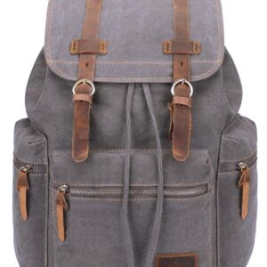 Bluboon Vintage Backpack Leather Trim Casual Bookbag Men Women Laptop Travel Rucksack