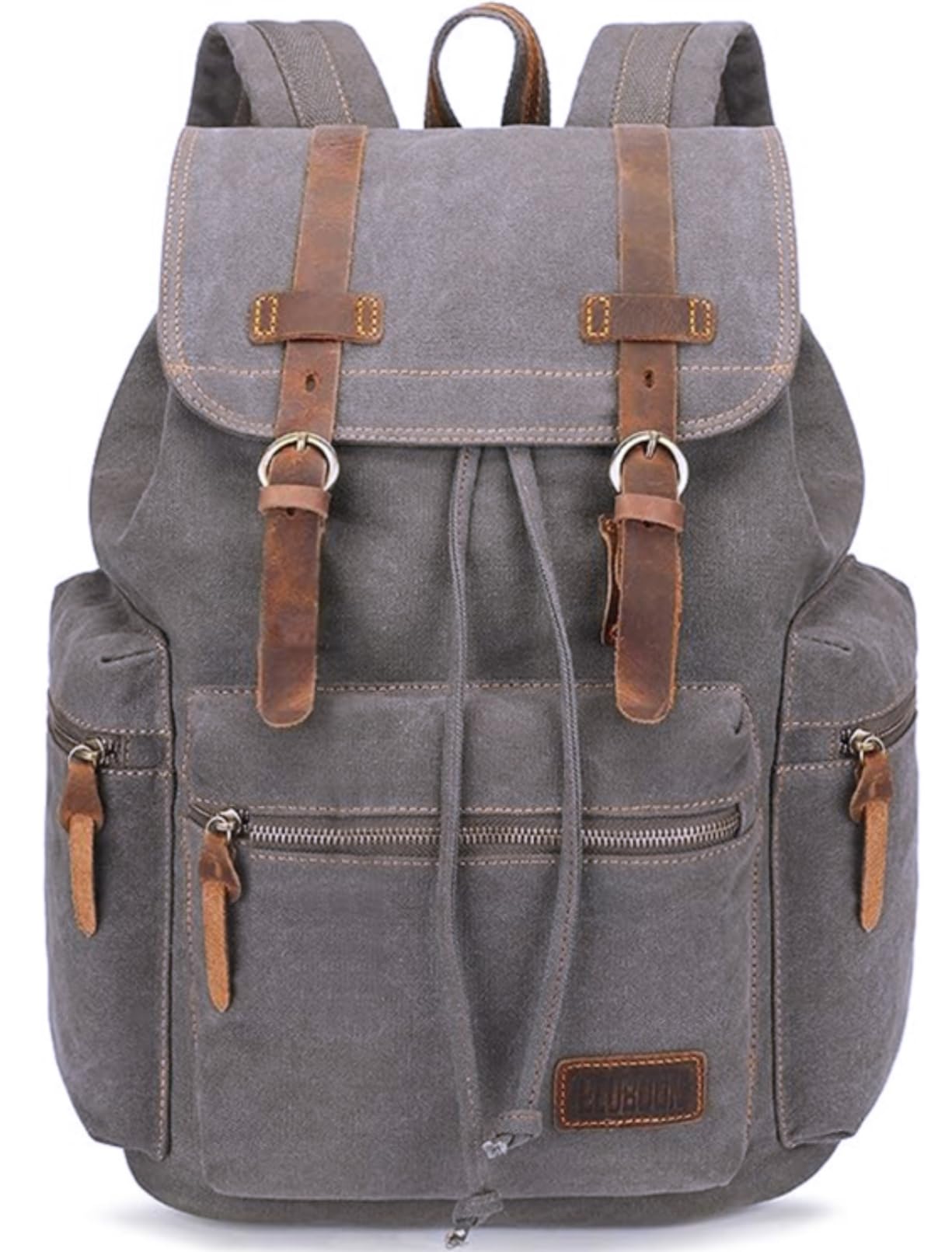 Bluboon Vintage Backpack Leather Trim Casual Bookbag Men Women Laptop Travel Rucksack