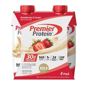 premier protein 30g shakes strawberries cream 11 fluid ounces, strawberry shake, 44 fl oz, (pack of 4)