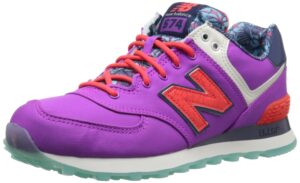 new balance women's wl574 luau collection running shoe, purple/orange, 6.5 b us