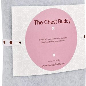 The Breast & Chest Buddy - Seatbelt Cushion for Open Heart Surgery, Mastectomy and Chest Reconstruction Sites - Solid Gray with Heart