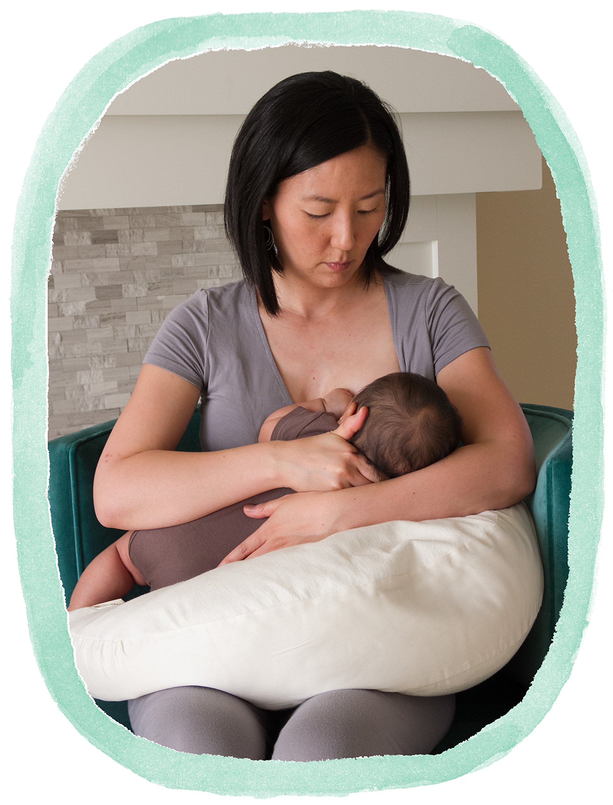 The Nesting Pillow- Organic Nursing Pillow with Washable Slipcover (Paloma)