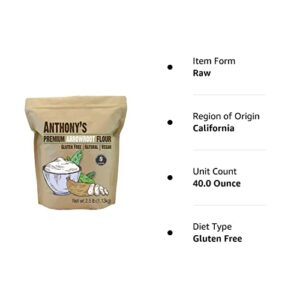 Anthony's Premium Arrowroot Flour Powder, 2.5 lb, Gluten Free, Non GMO, Cornstarch Alternative