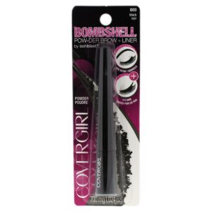covergirl bombshell pow-der brow & liner eyebrow powder black 800, .24 oz (packaging may vary)