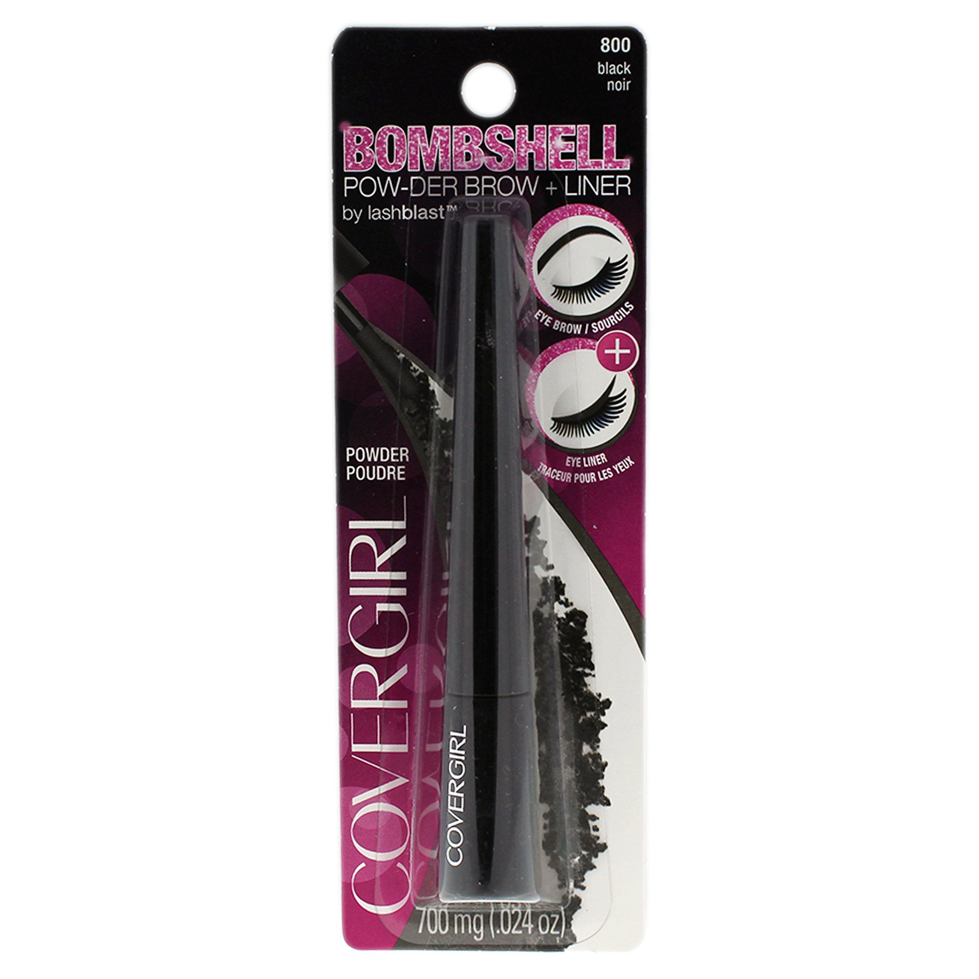 COVERGIRL Bombshell POW-der Brow & Liner Eyebrow Powder Black 800, .24 oz (packaging may vary)